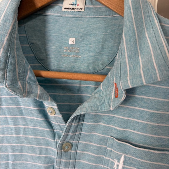 Johnnie-O kids aqua colored polo size 14 - Picture 2 of 3
